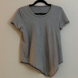 Madewell Women’s 100% Cotton Black and White Striped Asymmetrical Top Medium